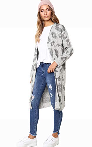 image for Angashion Women's Long Sleeves Leopard Print Knitting Cardigan Open Fr