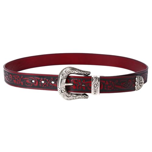 Unisex Extra Long Western Belt (105-150cm) - Engraved Embossed Full Grain Leather For Cowboy/Cowgirl Style