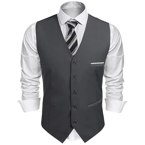 Men's Western Slim Fit V-Neck Sleeveless Waistcoat – Formal Business Suit For Weddings & Casual Occasions2