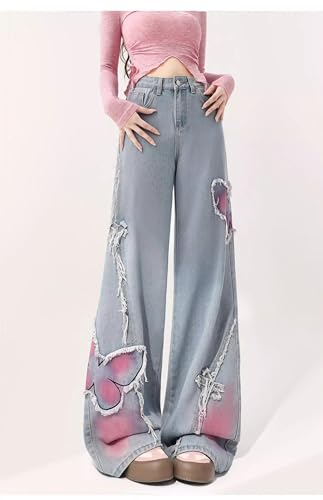 Y2k Butterfly Jeans - Goth Pants, Grunge Pants, Straight Leg, High Waisted, Aesthetic2