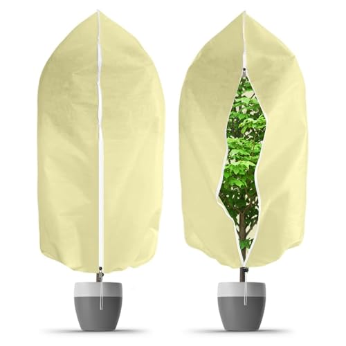 ASTRIgneous 2 Housse Hivernage Plante Exterieur 120 x 80CM Résistance à la Déchirure Housses de Protection pour Plantes avec Fermeture Èclair et Cordon de Serrage pour Plantes en Pot Olivier Palmiers