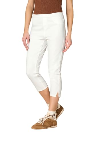 Goldenpoint Jeans Skinny Capri Denim para mujer con cintura elástica y bolsillos traseros, Denim Blanco, XS