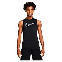 Nike Men's Pro Dri-Fit Tight-Fit Sleeveless Top, Black/White, Small