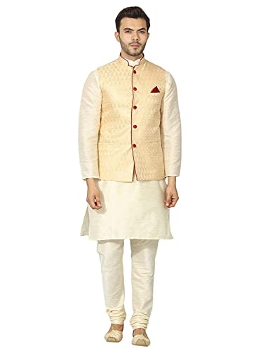 Image of Mens Kurta Pyjama Set with Designer Ethnic Nehru Jacket