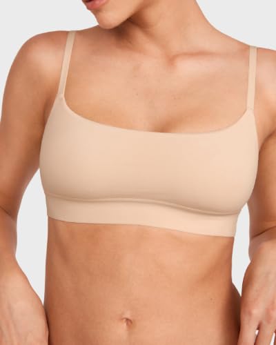 Image of INLYRIC Women's Cotton Bralette - Wireless Unlined Sleep Comfortable Seamless Cami Bra