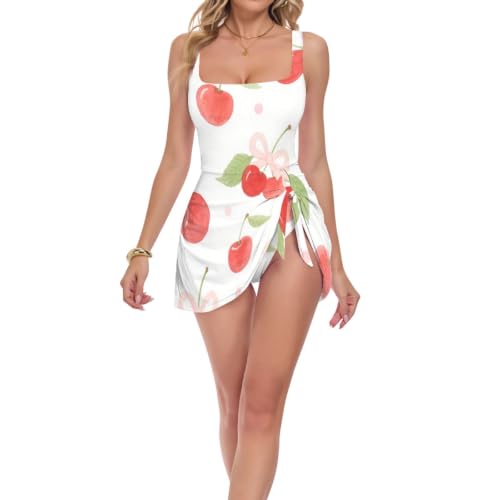 Maillot de bain amincissant rouge cerise avec effet push-up et nœud élégant