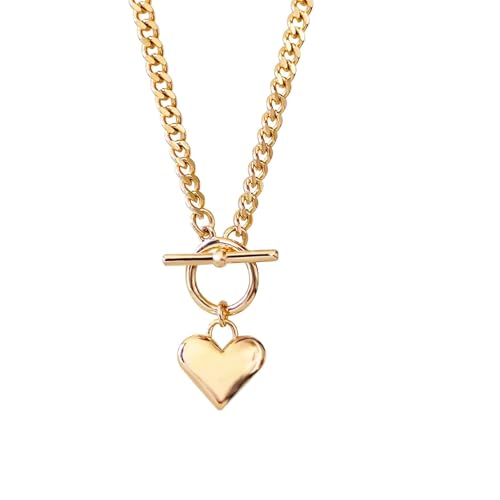 ASOMI Collar de corazón para mujer, chapado en oro de 14 quilates, moderno colgante de gargantilla de corazón, dorado, resistente al deslustre, hipoalergénico, cadena de oro de moda, joyería