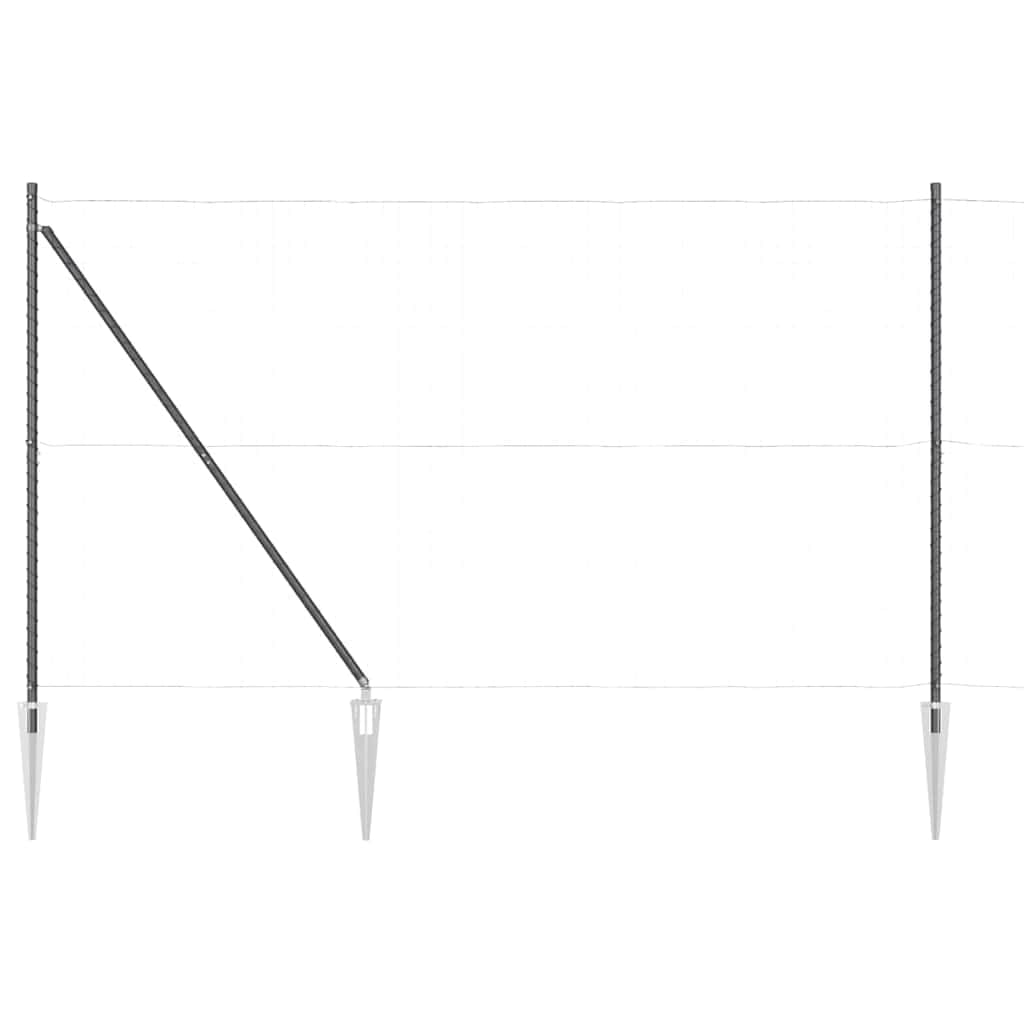 Postes de valla con manguito de impacto 7 piezas gris de acero pulverizado de 170 cm para valla exterior cerrojo puntal montaje estable construcción de valla para jardín terraza