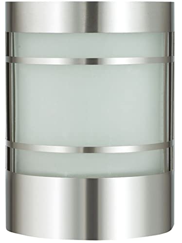 Novatool Wandleuchte I Edelstahl IP44 I E27 Sockel I 10,5x13,7x19 cm I Außenlampe Außenleuchte Garten Wandlampe Wandstrahler Außen...