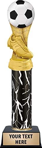 Crown Awards Soccer Trophy for Kids Free Engraving Included, Personalized Black Lightning MVP Soccer Trophies Prime
