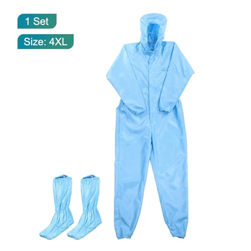 Image of MECCANIXITY ESD Lab Coat Anti Static Clothing Science One Piece Clothes Elastic Cuff with Hat Hood Uniform Work for Men Women