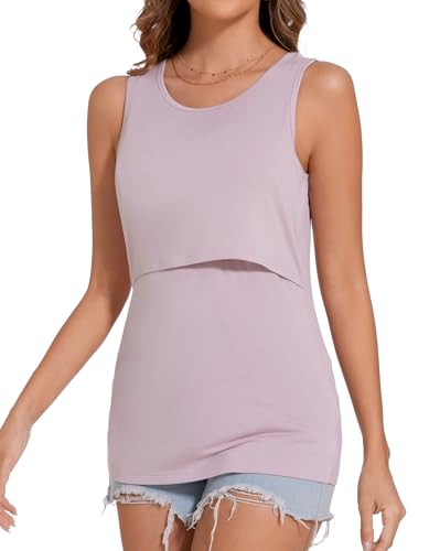 Image of Sosolism Women's Maternity Nursing Tank Tops for Breastfeeding Shirt
