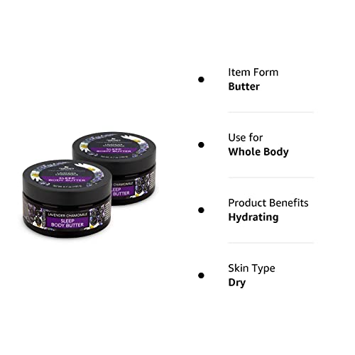 Nature's Beauty Lavender Chamomile Sleep Body Butter Multi-Pack - Sleep Well Luxury Rich Moisturizer, Relax + Calm Your Skin, Made W/ Shea Butter, Jojoba + Moringa Seed Oils, 6.7 Oz (2 Pack) #TOP6