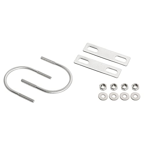 Image of Round U-Bolts 2.24 inch(57mm) Inner Width M6 Thread 304 Stainless Steel Silver with Plates Nuts Flat Washers for Car /RV /Trailer Bumper, 2Pcs