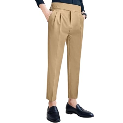 Mixgent Pants for Men,TimelessForm - Men's High Waisted Old Money Pleated Pants,Timeless Form Mens Dress Pants
