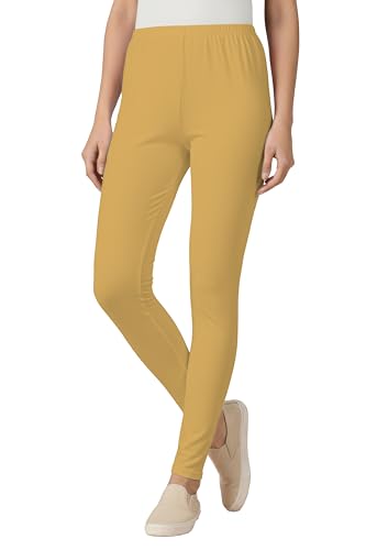 Image of Women's Cotton Lycra Ankle Length Leggings | Regular Rise, Soft 4 Way Stretch Fabric | Casual & Ethnic Wear