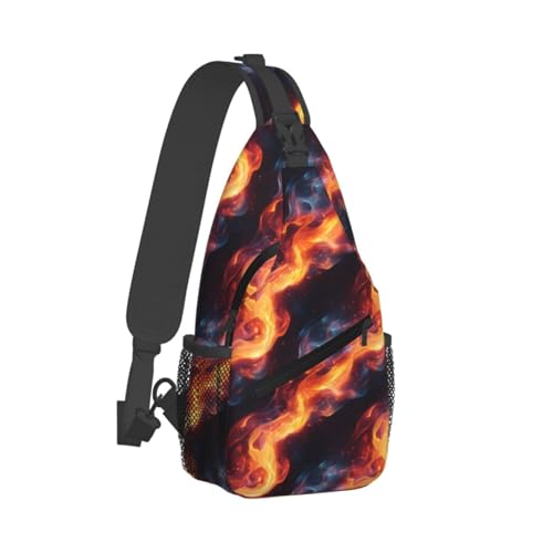 Sac à bandoulière pour voyage et randonnée au motif flammes colorées