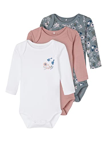 NAME IT Baby Mädchen 3er-Pack Langarm Bodys Pale Mauve 74