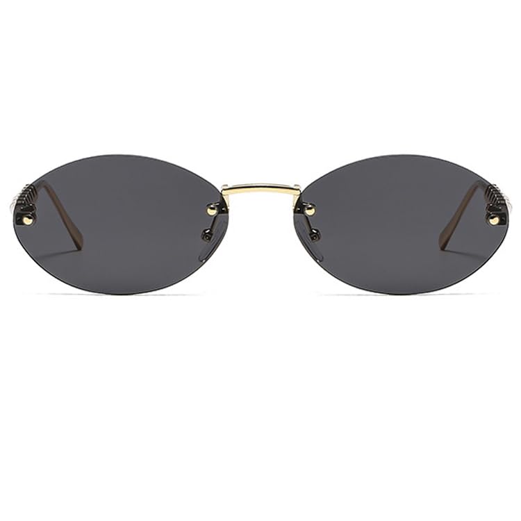 bullabulling Retro Small Oval Sunglasses for Women Pearl Rimless Sun Glasses Metal Frame UV400 Color Shades2