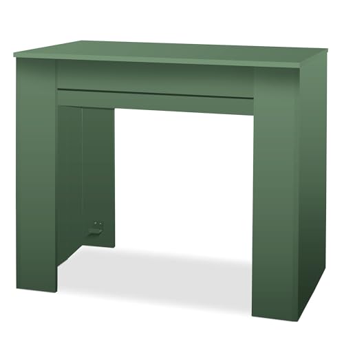 FRANKYSTAR Fortino - Consolle Tavolo Allungabile 91x50/250 cm con 4 Prolunghe in Melaminico Antigraffio Verde Salvia
