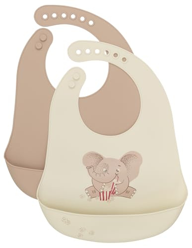 Bavoirs unisexes Celavi absorbants et ajustables en lot de 2 coloris beige