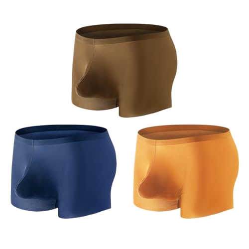 Cerahome Men's Pouch Trunks Ice Silk Enhance Underwear Briefs Low-Rise Ultra-Thin Bulge Pouch Sport Underpants