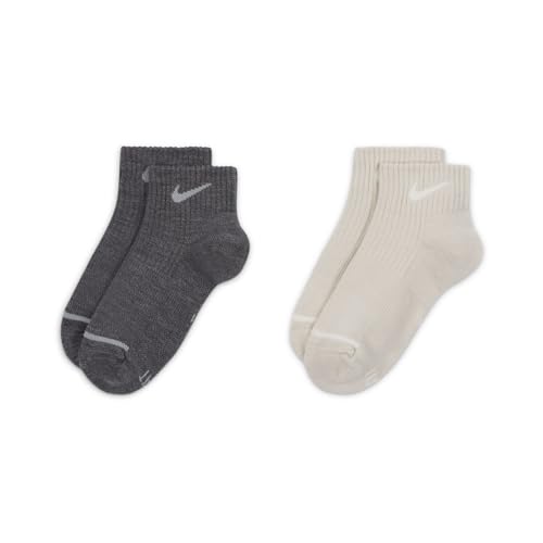 Nike EVERYDAY 2 PACK ANKLE CUSHIONED WOOL BLEND SOCKS YTH 5Y - 7Y WOMEN 6-10 MEN 6-84