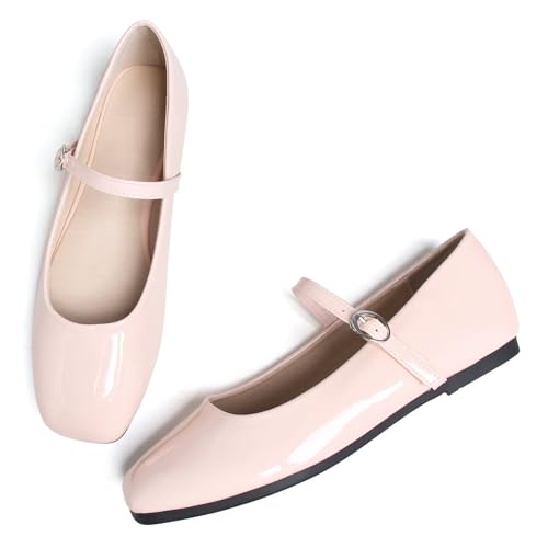 Image of LUXINYU Women's Slip on Flats,Classy Round Toe Solid Classic Mary Jane Ballet Dance Shoes Soft Comfortable PU Flat Shoes