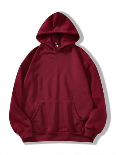 Image of SXV STYLE Hooded Pullover Solid Plain Unisex Cotton Oversized Baggy Sweatshirt Hoodie