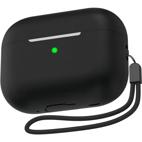USTIYA Capa para Apple AirPods Pro 2 geração 2022, Airpods Pro 2 2023 capa USB c silicone proteção total masculina e feminina com capa de carregamento sem fio (preto)