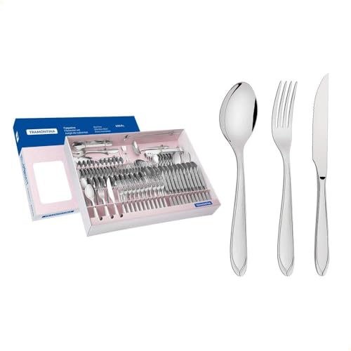 Faqueiro Aço Inox com 100 Peças, Prata, Tramontina