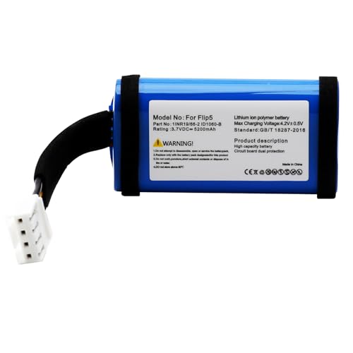 Fayerkar Battery for JBL Flip 5, 3.7 V 5200 mAh Li-ion 1INR19/66-2 ID1060-B Battery for JBL Flip 5th Generation Bluetooth Speaker