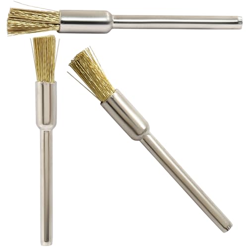Image of 30Pcs Copper Wire Cleaning End Brushes Pen, 2.3mm Mandrel Brass Wire Bushes Set, Rust Paint Removal Bits Polishing Rotary Tool Accessories, 1 /5 inch x 3 /32 inch