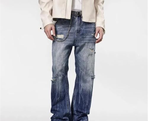 Men Ripped Jeans Vintage Washed Hip Hop Y2k Style Denim Pants Distressed Straight Leg Baggy Trousers2