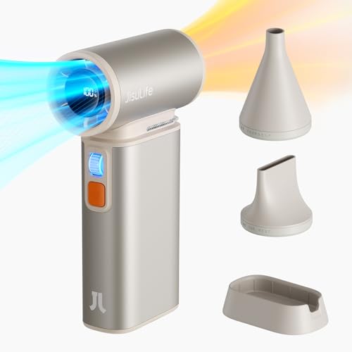 Image of JISULIFE Handheld Fan Ultra1, 9000mAh Portable Handheld, 100000 RPM Electric Air Duster, 20m /s Dry Blower, 100 Speed Gears Turbo Fan Digital Display, Rechargeable Compressed Air Duster - Light Brown