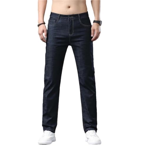 Men's Summer Casual Thin Jeans Classic Stretch Straight Light Business Denim Long Pants