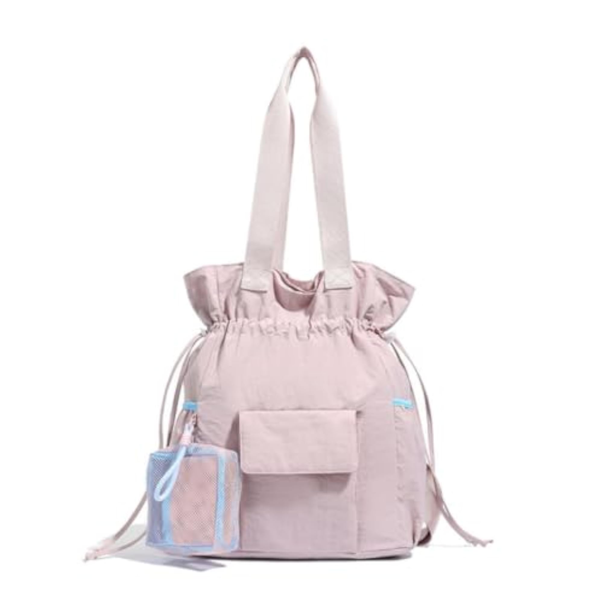 Lightweight Casual Bucket Bag with Pouch, Pink