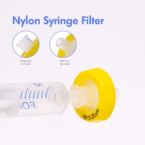 Image of Syringe Filters Nylon Hydrophilic Filtration 0.22um Micron Pore Size 13mm Membrane Diameter Lab Nylon Membrane Disc Non-Sterile by Labfil, Pack of 100