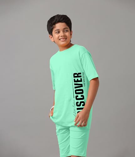 Image of KYDA KIDS Boys 100% Pure Combed Cotton Co-ord Clothing Set Premium Printed T-Shirt & Shorts | Relaxed Fit Summer Outfit for Kids