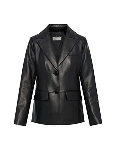 Anne Klein Women's Classic Blazer Leather Jacket-Black-XS