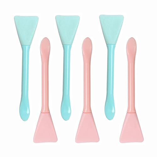 6 Pack Cosmetic Spatula, Small Silicone Applicator Face Brush for Skin Treatment DIY Facial Mud, Gel, Cream, Lotion, Powder, Clay, Plastic Scooper Extractor Tool for Mixing, Sampling, Waxing