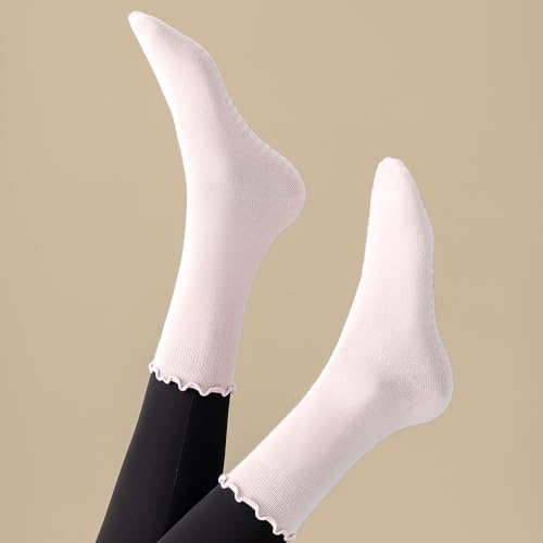 3 Pairs Pilates Socks with Grips Non-slip Ruffle Yoga Sock Grip Sock for Women3