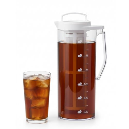 Image of InstaCuppa Cold Brew Coffee Maker 2.2L - BPA-Free Jug with Measurement Markings, Fine Nylon Mesh Filter, Airtight Lid, Leak-Proof V-Spout, Easy-Grip Handle, Iced Coffee Maker Pitcher