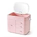Produktbild HFDXG Kosmetische Organisatoren Illuminated Aufbewahrungsbox Make-up Spiegel Desktop-LED-Licht Dressing Spiegel kosmetischen Aufbewahrungsbehälters (Color : Pink, Size : One Size)