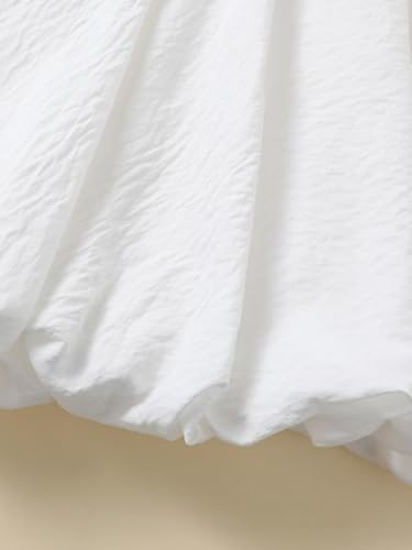 Image of Girls Skirts Cute Paperbag Bow Elastic High Waisted Bubble Ruffle Hem Puffy Mini Skirt
