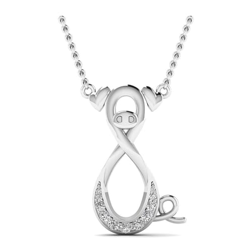 WHY SO SILVER INC 0.14 Cttw Natural Diamond Pig-Shaped Pendant