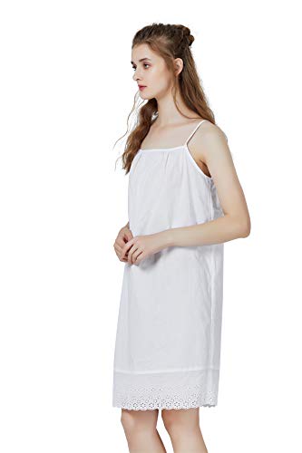 Image of BEAUTELICATE 100% Cotton Full Slip 1920s Vintage Dress Extender With Embroidered Lace