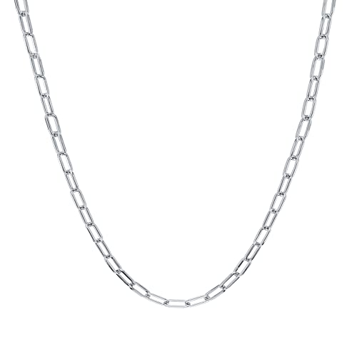 Savlano 925 Sterling Silver 4mm Solid Italian Diamond Cut Paperclip Link Chain Necklace with Gift Box for Women & Men - Made in Italy