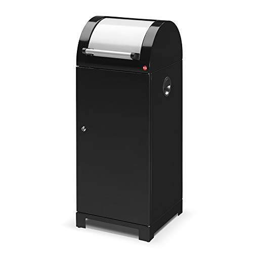 Preisvergleich Produktbild ProfiLine Füßbedienter Design-Wertstoffbehälter 70 Liter mit Sackhalter, Hailo VB 097392 - Matt Schwarz, Edelstahl