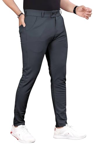 Image of NoseQueen Men's Slim Fit Cargo Trousers | Stretchable Formal Men Trousers | Stylish Slim Fit Trouser for Men | Polycotton Knitted Fabric Pant for Men's